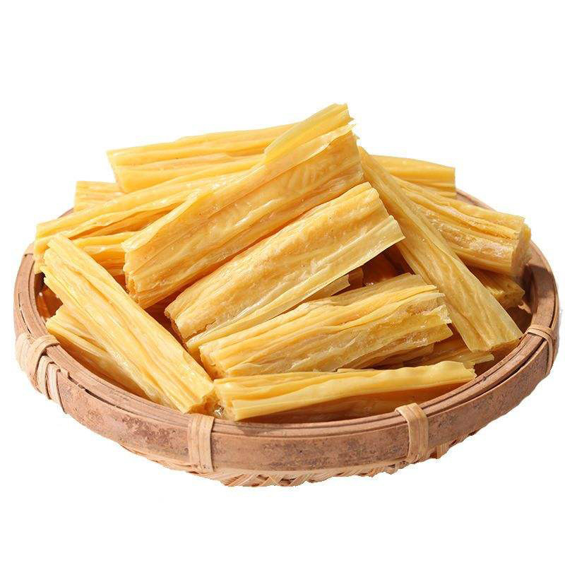 Yuba jaune vif Tofu séché Protéines de la peau Fibre Aliments végétaliens Trempé dans l'eau 30 min Pré cuisson