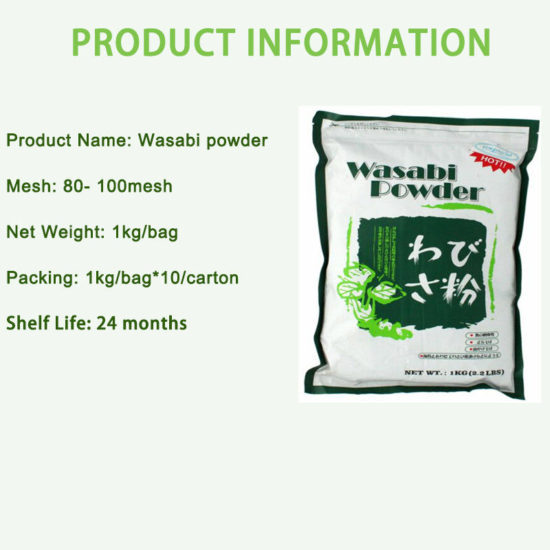 Fabrique OEM Wasabi sec Poudre d'assaisonnement Wasabi épicée Poudre de Wasabi 1 kg par sac Pour le restaurant de sushi